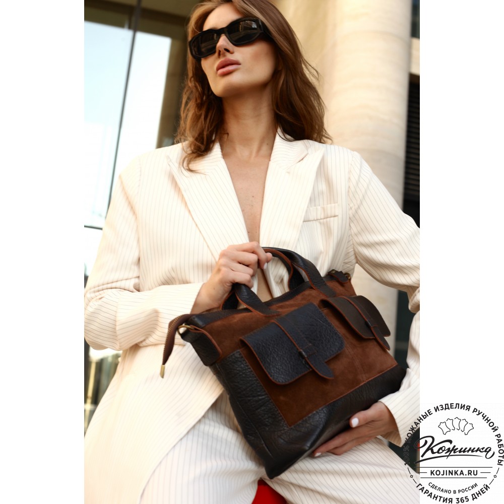 Женская кожаная сумка "Эльза" (коричневая)